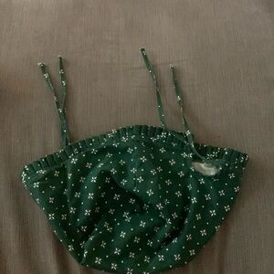 Longaberger Traditional Heritage Green Basket Liner Cotton Made In USA Ties